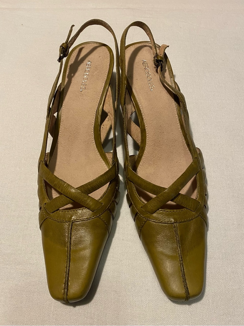 Aerosoles Olive Green Slingback Kitten Heels